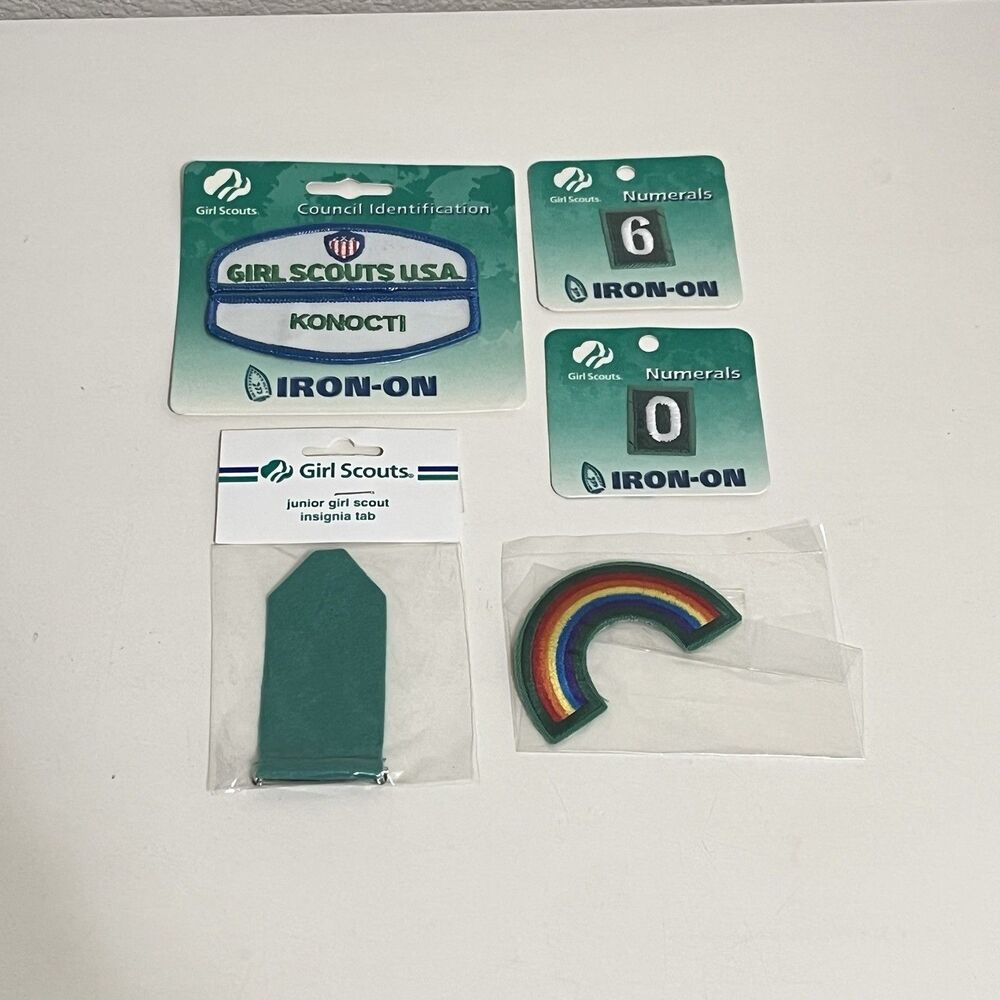 Girl Scouts of America Junior Insignia Tab and Patches Rainbow Numbers NEW